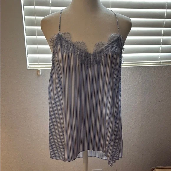 Cami NYC Blue Striped Camisole with Lace Trim - Picture 1 of 3
